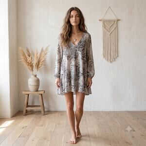 Show Me Your Mumu Brown Snake Print Mini Dress/ Tunic Small